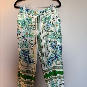 Zara Floral Green and Blue Women's Pants